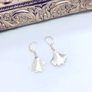 Vintage Silver Ginkgo Leaf Earrings